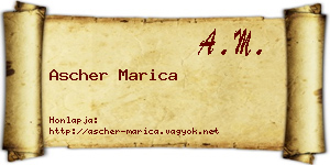 Ascher Marica névjegykártya